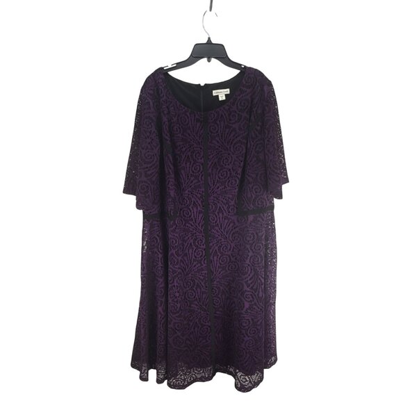 Coldwater Creek Womens Plus Size 2X Purple Lace Midi Dress Elegant Boho Regency - Picture 1 of 8